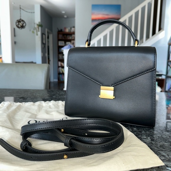 QUINCE Italian Leather Top Handle Crossbody Satchel NWOT in black - Picture 8 of 10